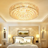 Vintage Gold Flush Ceiling Light With Clear Crystal Ball And Metallic Finish - 12/18 Diameter