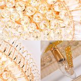 Vintage Gold Flush Ceiling Light With Clear Crystal Ball And Metallic Finish - 12/18 Diameter