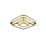 Modern Square/Flower Flush Ceiling Light - Clear Crystal Led White Bedroom