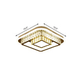 Modern Square/Flower Flush Ceiling Light - Clear Crystal Led White Bedroom