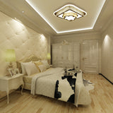 Modern Square/Flower Flush Ceiling Light - Clear Crystal Led White Bedroom
