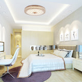 Gold Metal And Crystal Led Flushed Ceiling Light With Peacock/Floral Pattern - 16/19.5 Wide / 16