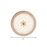Gold Metal And Crystal Led Flushed Ceiling Light With Peacock/Floral Pattern - 16/19.5 Wide