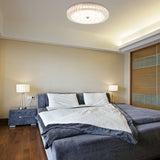 Gold Metal And Crystal Led Flushed Ceiling Light With Peacock/Floral Pattern - 16/19.5 Wide