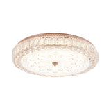 Gold Metal And Crystal Led Flushed Ceiling Light With Peacock/Floral Pattern - 16/19.5 Wide