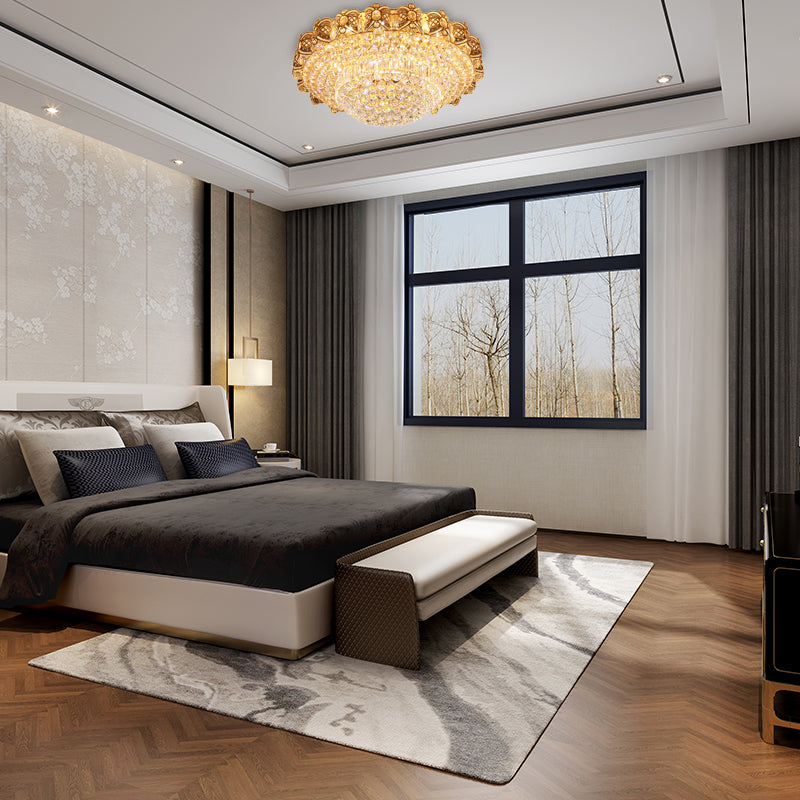 Gold Integrated Led Crystal Ceiling Flush Mount Light 16/23.5 Wide / 16