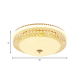 Modern Led Flush Mount Ceiling Light Clear Crystal Round Lamp With Frosted Glass Diffuser In Gold