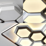 Honeycomb Metal Flush Ceiling Light: Modern Black & White Led Fixture (19.5/35.5) For Living Room