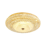 Contemporary Led Ceiling Light - Clear Crystal Circle Flush Glass Diffuser (White)