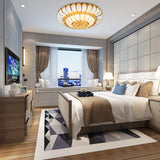 Modern Gold Flush Mount Ceiling Light With K9 Crystal Accents - 10/19-Lights Glass Shade 18/23.5