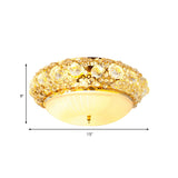 15/19 Semi Mount Clear Crystal Ceiling Fixture With Opal Glass Diffuser In Gold - Modern Lighting