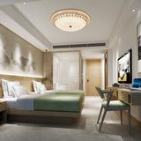 Modern Gold Flush Mount Ceiling Light With Opal Glass Led And Crystal Accent - 16/19.5 W Round For