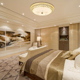 Modern Gold Flush Mount Ceiling Light With Opal Glass Led And Crystal Accent - 16/19.5 W Round For