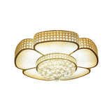 Modern Crystal Flower Ceiling Lamp - 16/23.5 W Flush Light In Gold