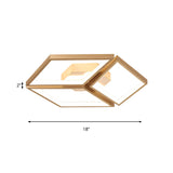Nordic Metal Integrated Led Rhombus Flush Ceiling Light In Warm/White 18/23.5 W