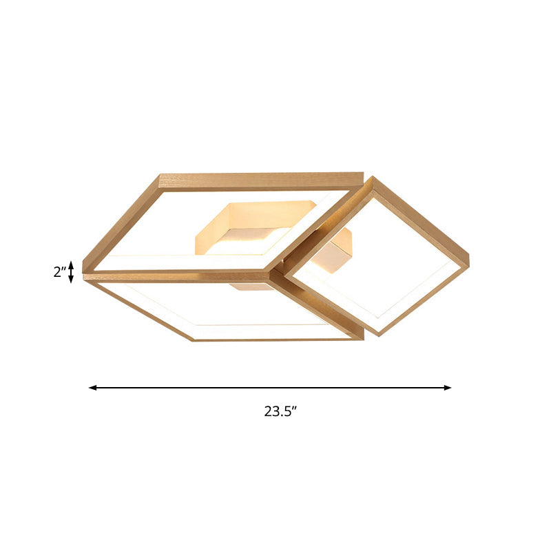 Nordic Metal Integrated Led Rhombus Flush Ceiling Light In Warm/White 18/23.5 W