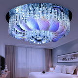 Led Flushmount Clear Crystal Circle Light Fixture - Modern 19.5/23.5/31.5 W With Leaf Glass