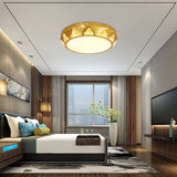 Modern Geometric Led Ceiling Lamp With Crystal Accent In White/Gold 12/18 W