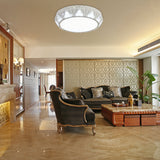 Modern Geometric Led Ceiling Lamp With Crystal Accent In White/Gold 12/18 W