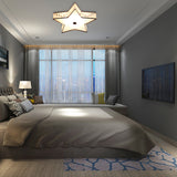 Contemporary Led Flush Light Fixture: Clear Crystal Star With Acrylic Diffuser For Bedroom In White