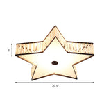 Contemporary Led Flush Light Fixture: Clear Crystal Star With Acrylic Diffuser For Bedroom In White