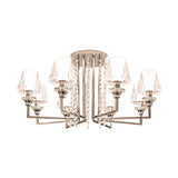 Modern Chrome Cone Ceiling Lamp With Crystal Accents - 6/8/10 Heads Semi-Mount Light