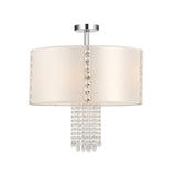 Modern 5-Light Chandelier: White Round Drop Pendant With Fabric Shade And Crystal Beads