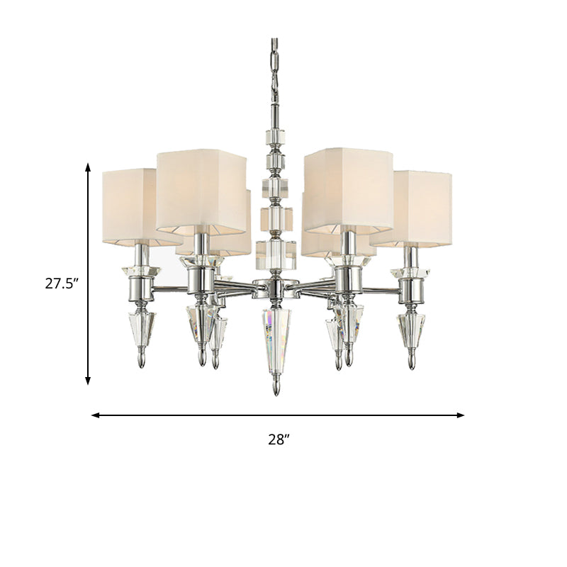 Modern 6-Light Chrome Ceiling Pendant With Fabric Shade