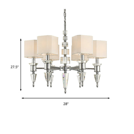 Modern 6-Light Chrome Ceiling Pendant With Fabric Shade