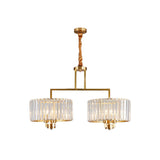 Contemporary Gold Drum Chandelier - Clear Crystal 3/6/9 Heads Living Room Lighting