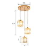 Gold Crystal Prism Pendant Light: Modern Stylish 3-Light Fixture