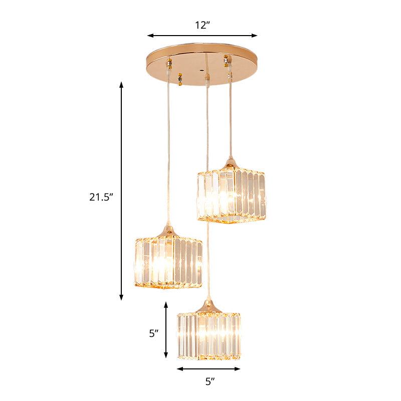 Gold Crystal Prism Pendant Light: Modern Stylish 3-Light Fixture