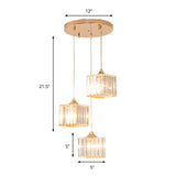 Gold Crystal Prism Pendant Light: Modern Stylish 3-Light Fixture