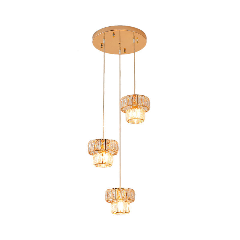 Gold Crystal Prism Pendant Light: Modern Stylish 3-Light Fixture