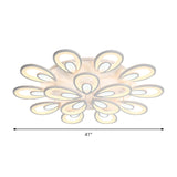 Contemporary Led Petal Flush Mount Light Fixture: 6/12/15 Lights Warm/White/Natural White Ceiling