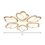 Contemporary Acrylic Leaf Flush Mount Light - Led Ceiling Fixture For Living Room 3/6/9