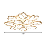 Contemporary Acrylic Leaf Flush Mount Light - Led Ceiling Fixture For Living Room 3/6/9