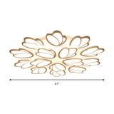 Contemporary Acrylic Leaf Flush Mount Light - Led Ceiling Fixture For Living Room 3/6/9
