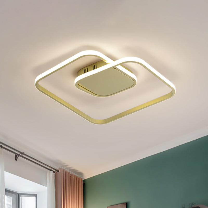 Modern Led Square Flush Ceiling Light In White/Black/Gold For Bedroom Acrylic Design Warm/White Gold