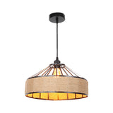 Vintage Style Drum Shade Rope Pendant Light - Perfect For Coffee Shops 1 Bulb Black