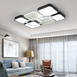 Minimalist Black Flush Mount Led Ceiling Light Square Design 16/19.5 Width Aluminum & Acrylic