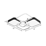 Minimalist Black Flush Mount Led Ceiling Light Square Design 16/19.5 Width Aluminum & Acrylic