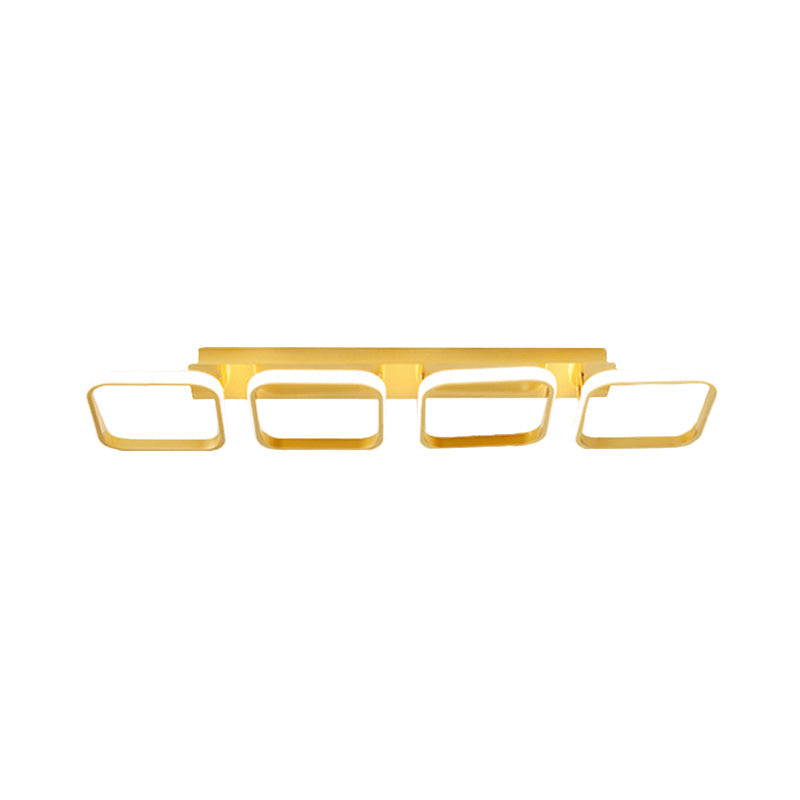 21.5/31/41 L Square Semi Flush Acrylic Lamp Black/Gold Led Ceiling Mount Warm/White Light