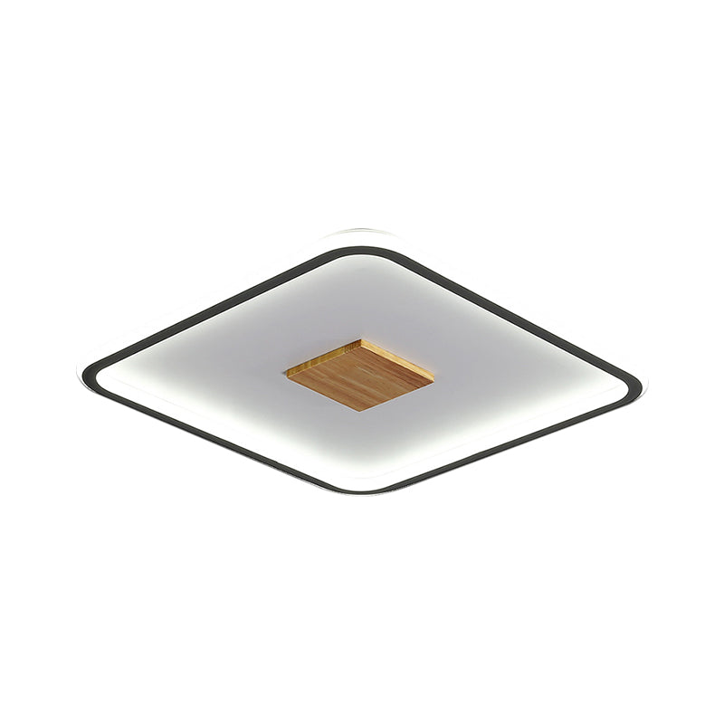 Modernist Metallic Ultrathin Square Ceiling Lamp In Black-White With Led Flush Mount Fixture