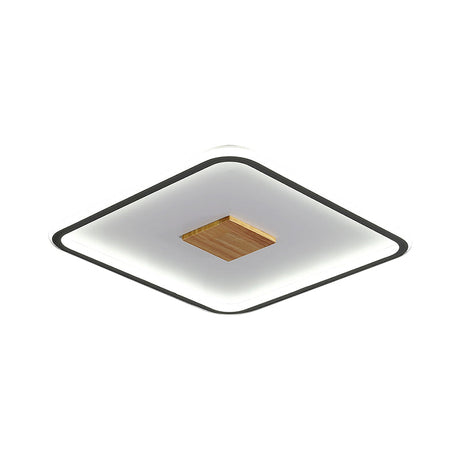 Modernist Metallic Ultrathin Square Ceiling Lamp In Black-White With Led Flush Mount Fixture