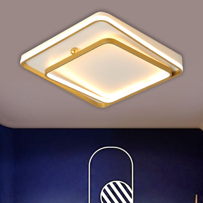 Contemporary White Square Frame Ceiling Led Flush Mount Lamp 19.5’ Wide - Warm/White Light