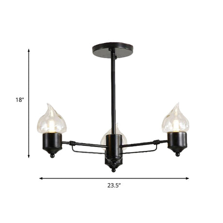 Vintage Black Glass Chandelier: Clear Candle Pendant Lighting For Bedroom 3/6/8-Light