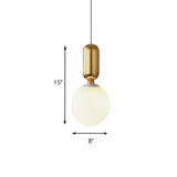 Modern Black/Gold/White Ball Pendant Light With Milky Glass Led Ceiling Fixture - 1 6/8/12 Wide