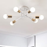 Modern Nordic Metal Semi Flush Mount Ceiling Light Fixture - 6 Lights Black/White Bedroom Lighting