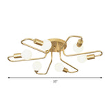 Contemporary Gold/Black/White Sputnik Semi Flush Ceiling Light - 6-Light Metal Mount For Bedroom